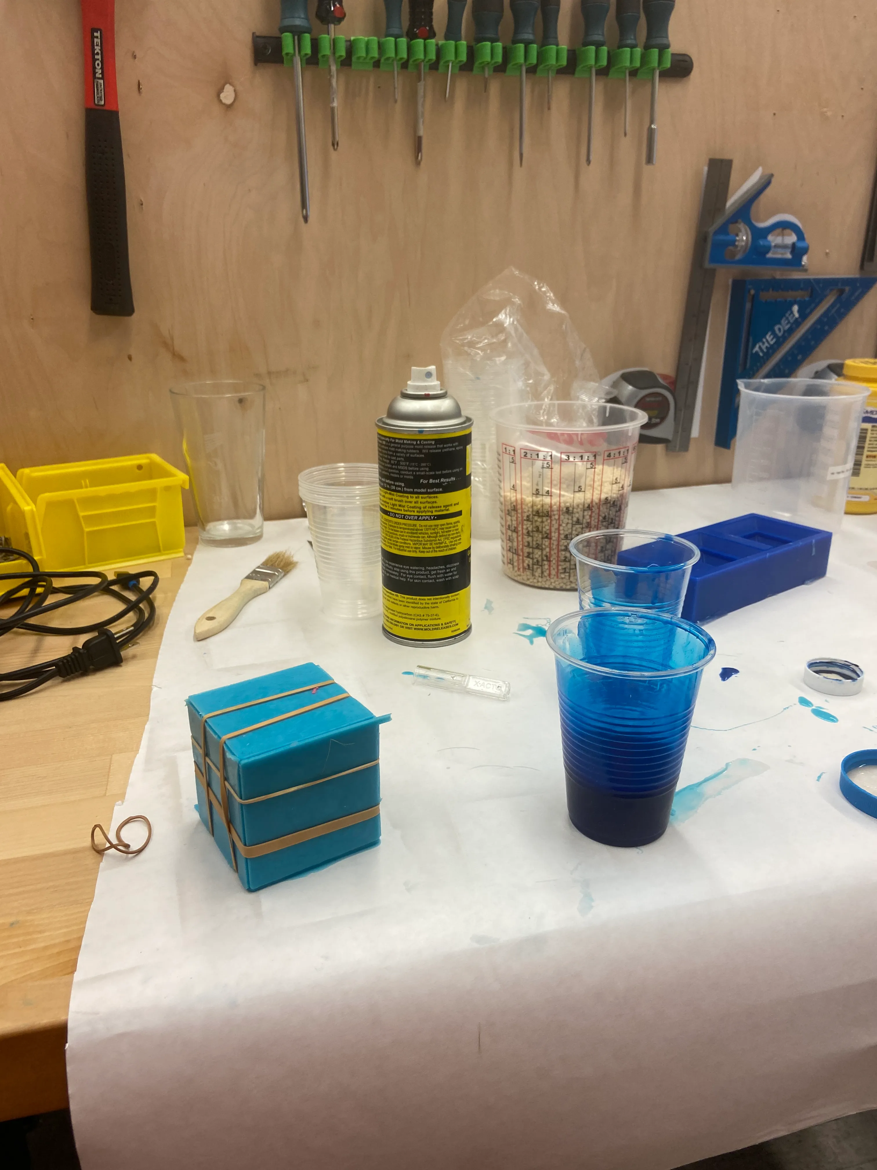 Casting material beside the mold