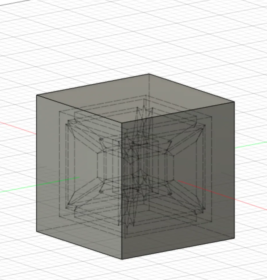 Cube with hypercube cut out