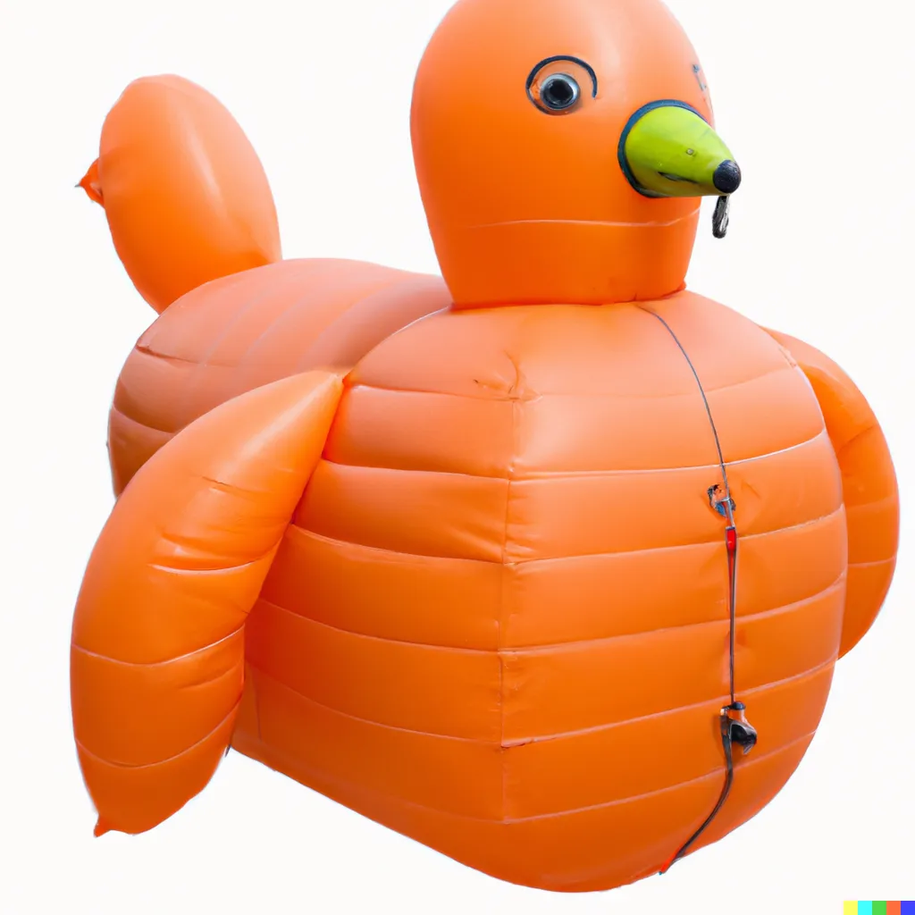 DALL-E inflatable pigeon with abs