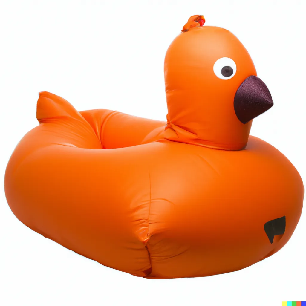 DALL-E inflatable pigeon with a recess in the middle