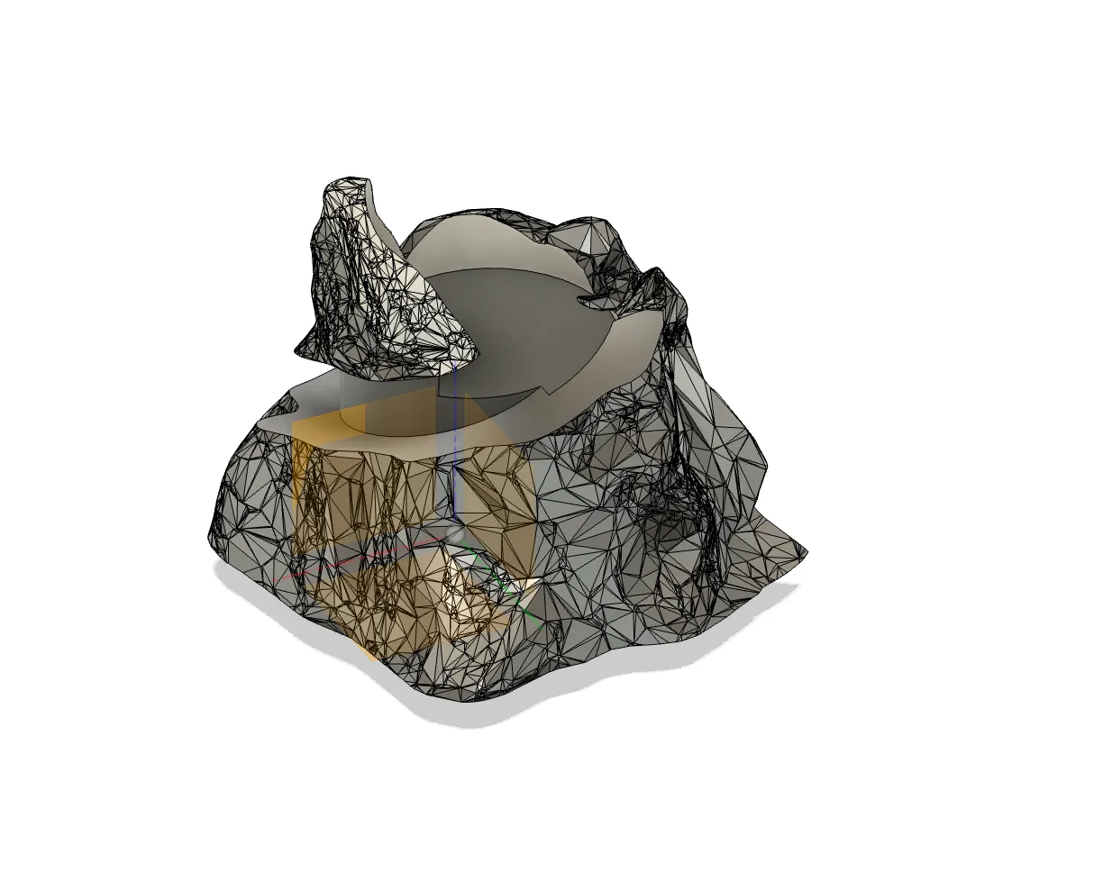 Mountain with crater and path cut out