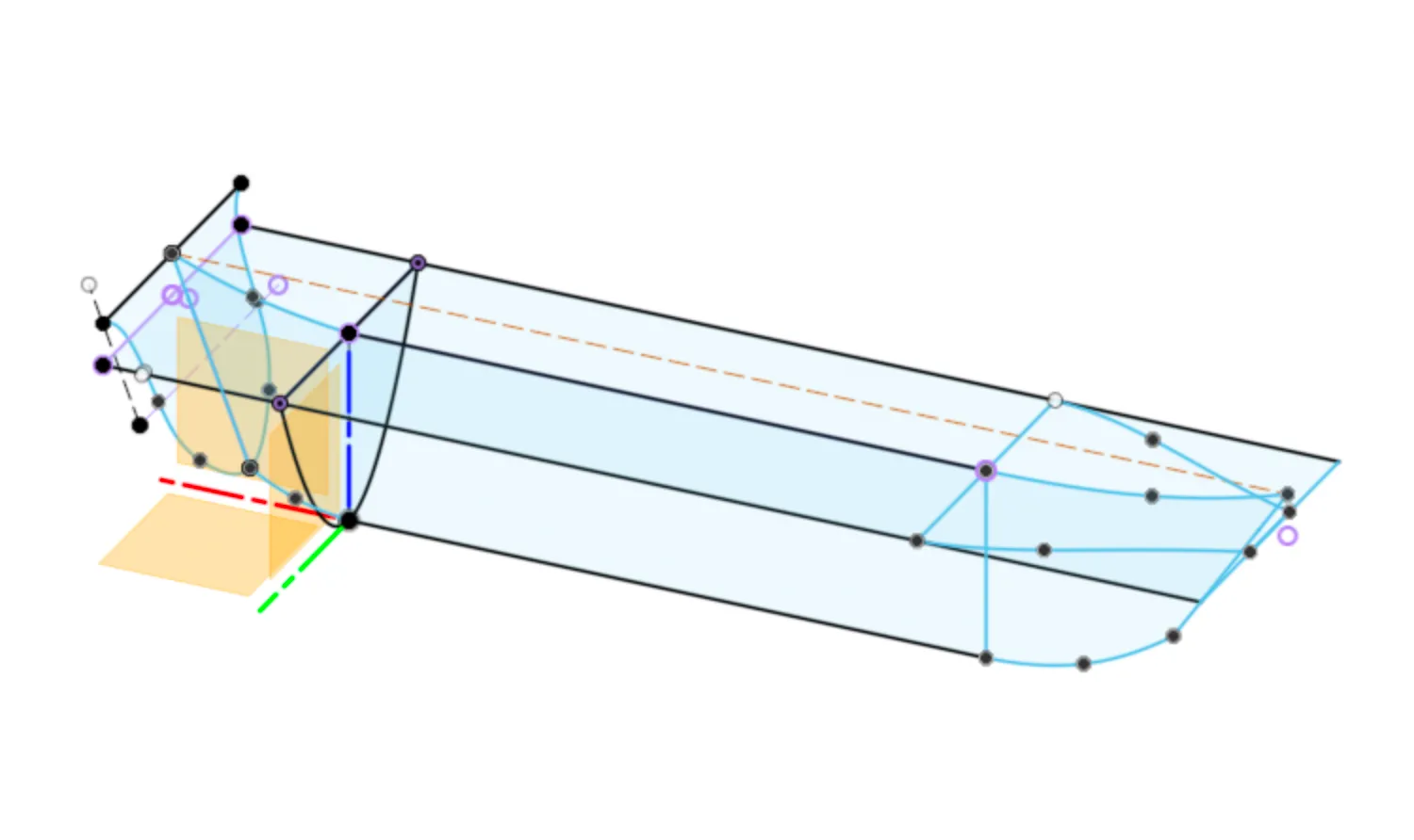 Sketch of the ship hull profiles