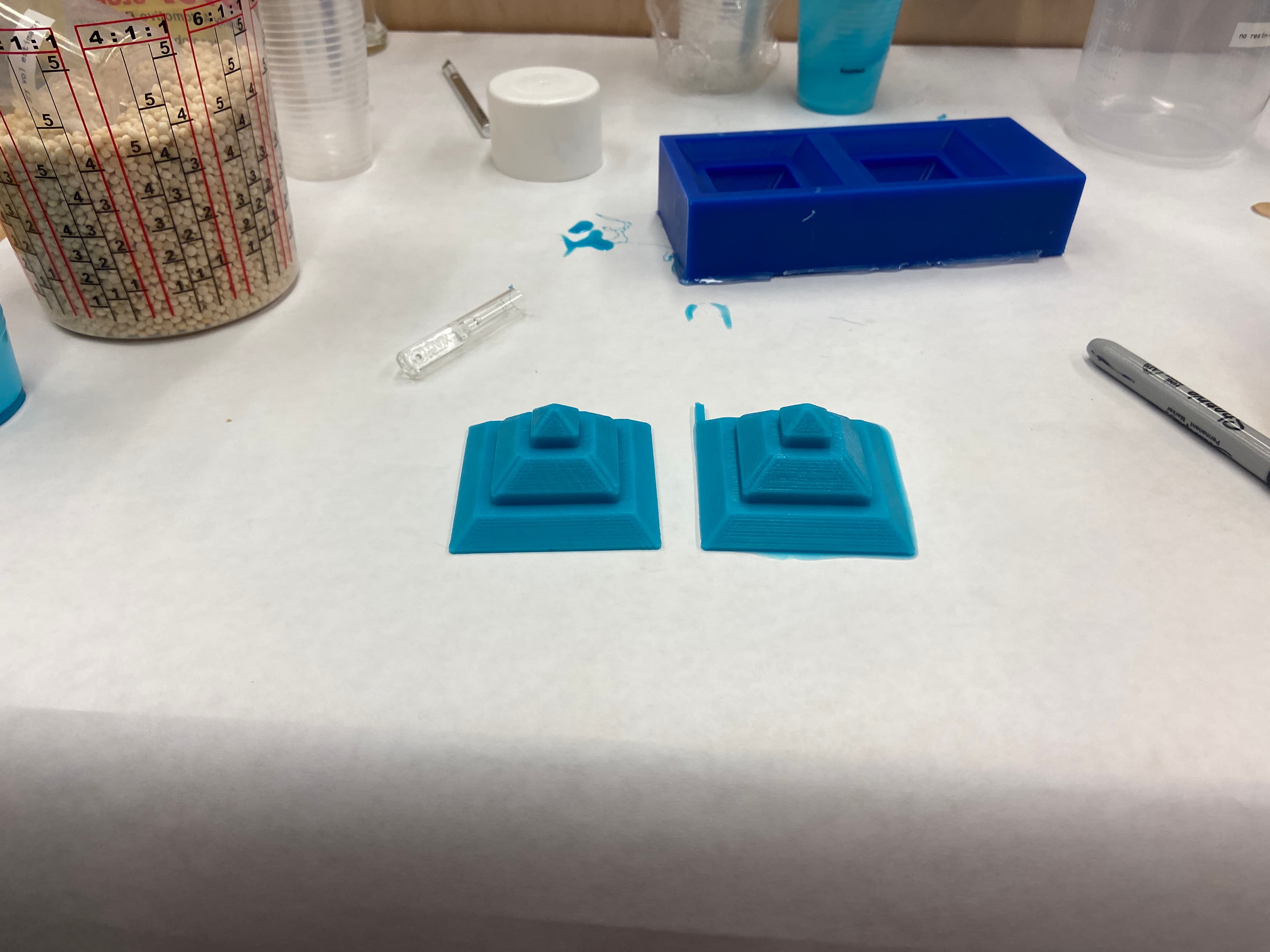 Two molded cube sides